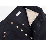 The MFSC LOT 64 Frontier Duck in Dark Navy Canvas are our classic vintage five-pocket blue jeans pattern, featuring a straight leg with a slight taper and a classic mid-to-high rise. Button fly, original MF®-branded metal cast tack buttons, “oxidized” silver color.