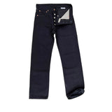 Front view of the Californian LOT64 - "Frontier Duck" - NOS Dark Navy Canvas with button fly