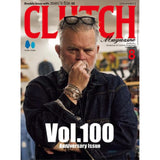 Magazine cover with a man on the front, featuring the title 'Clutch Magazine' and volume number '100'.