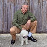 Mister Freedom® - Snipes Shirt - Army Green Shade 44 - Fit Image of Christophe Loiron and The Joe Greene. Christophe is wearing a size small.