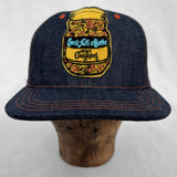 Mister Freedom® Snapback Cap 6P in NOS Cone Mills Denim featuring vintage patches. Made in USA.