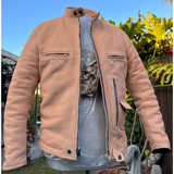 Bronco Champ Leather Jacket suntanning on bust form
