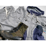 The MF® CONTENDER Attached-Hood Zip-Front Sweatshirt, in all-cotton two-tone tubular fleeced jersey, is designed by Mister Freedom® in California, USA, and produced in Japan