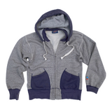 The MF® CONTENDER Attached-Hood Zip-Front Sweatshirt, in all-cotton two-tone tubular fleeced jersey, is designed by Mister Freedom® in California, USA, and produced in Japan