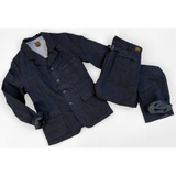 Continental Suit in Indigo Cross Hatch Twill