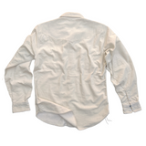 Traditional western-wear arcuate back yoke and Fancy diamond-shaped cuff/elbow reinforcement patch