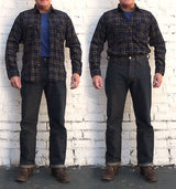 Nixon Shirt - Navy Printed Plaid Corduroy - Warehouse - Last One - Size Medium