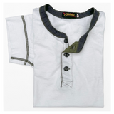 P.T. Henley made from tubular knit and Ribbed needle-out cotton jersey neckband