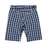 Mister Freedom® Continental Bermuda shorts made in USA from Japanese indigo Palaka cloth. 