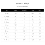 Pioneer Jacket Midnight Denim size chart