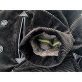 Roamer Car Coat fully lined with Vintage style stripe “Troy” blanket full lining.