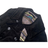 Roamer Car Coat Removable chin strap (displaying either shell or lining fabric when left dangling, or fully-concealed when buttoned under the collar.)