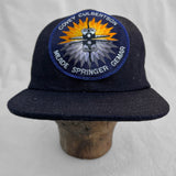 Mister Freedom® “SHIP CAP” Snapback Cap in Selvedge Denim featuring vintage military patch. Made in USA.