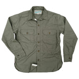 Mister Freedom® SNIPES Shirt in Olive Drab Poplin. Inspired by a vintage 1930’s US Army wool uniform. Made in Japan.